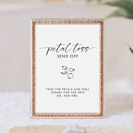 Signe De Table Élégant Mariage de calligraphie Petal Toss Envoyer