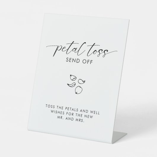 Signe De Table Élégant Mariage de calligraphie Petal Toss Envoyer (Recto)