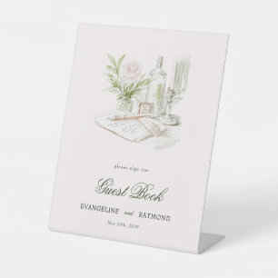 Signe De Table Élégant mariage de jardin de manoir à l'aquarelle