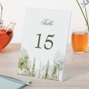 Signe De Table Élégant mariage de manoir et de jardin à l'aquarel