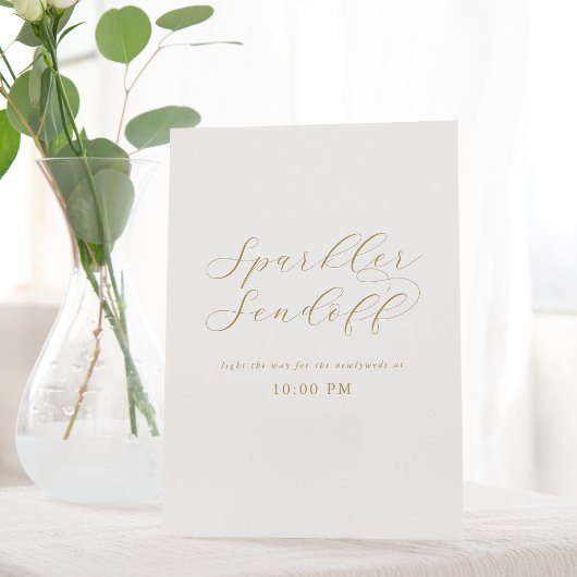 Signe De Table Élégant Mariage de script or Sparkler Sendoff