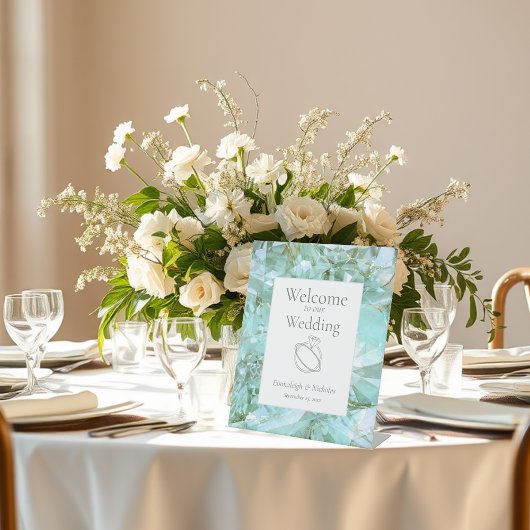 Signe De Table Elégant Mariage en cristal de verre de mer