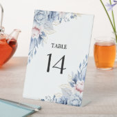 Signe De Table Élégant Mariage floral bleu et blanc (In SItu)