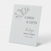 Signe De Table Élégant Mariage Floral "Cartes & Cadeaux" (Recto)