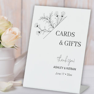 Signe De Table Élégant Mariage Floral "Cartes & Cadeaux"