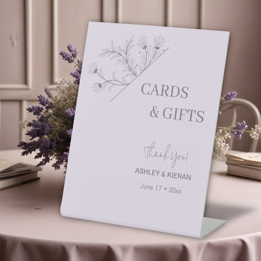 Signe De Table Élégant Mariage Floral "Cartes & Cadeaux"