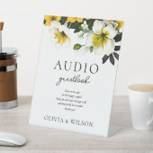 Signe De Table Elégant Mariage Floral Jaune Téléphone Livre d'or (In SItu)