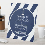 Signe De Table Élégant Mariage Nautique trié - Bleu Marine, Blanc (In SItu)