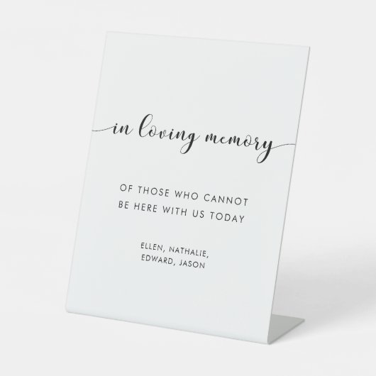 Signe De Table Élégant Mariage noir et blanc En mémoire d'amour (Recto)