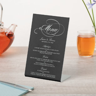 Signe De Table Elégant Mariage Noir Et Blanc Modèles Menu