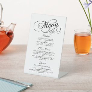 Signe De Table Elégant Mariage Noir Et Blanc Modèles Menu