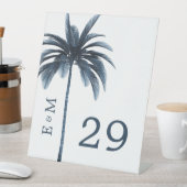 Signe De Table Élégant Mariage officiel moderne Blue Palm Tree (In SItu)