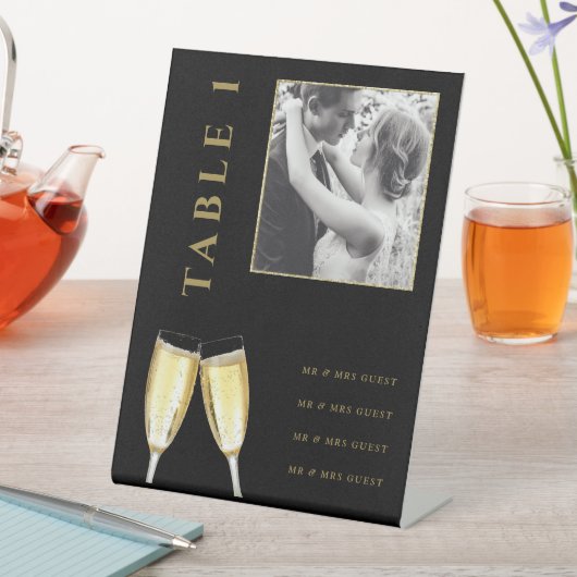Signe De Table Élégant Mariage photo Champagne Numéro de table (In SItu)