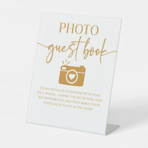 Signe De Table Élégant mariage photo livre d'or table