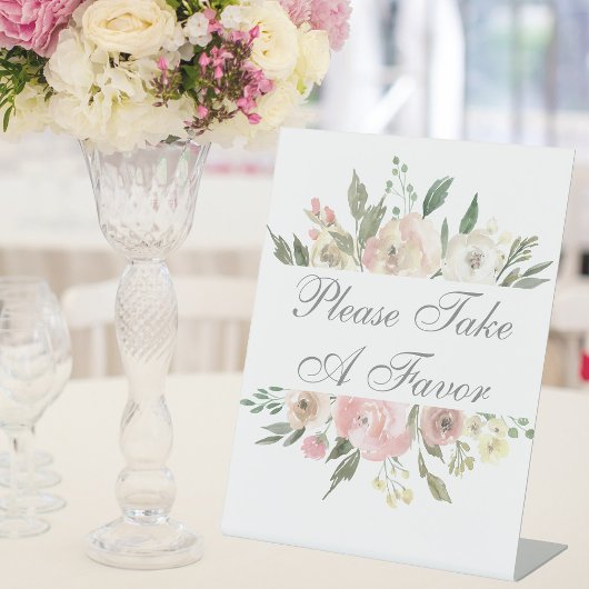 Signe De Table Elégant Mariage rose floral S'il vous plaît prendr