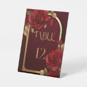 Signe De Table Élégant Mariage rustique Bourgogne et or (Recto)