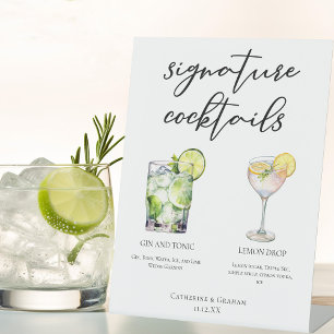Signe De Table Elégant Mariage Signature Cocktails Menu