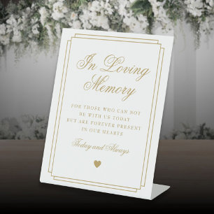 Signe De Table Élégant Mémorial de Mariage en Or en Souvenir Affe