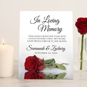 Signe De Table Élégant Mémorial du Mariage de mémoire d'amour Ros