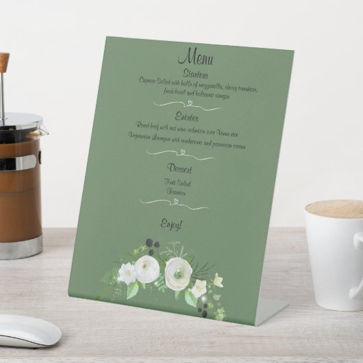 Signe De Table Élégant menu de mariage Signal piédestal (In SItu)