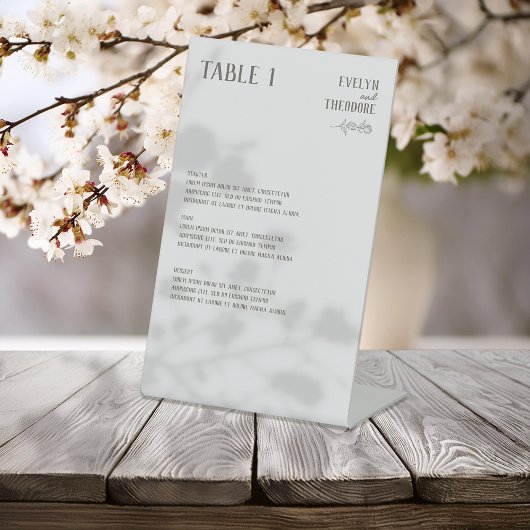 Signe De Table Élégant menu Mariage de ligne neutre