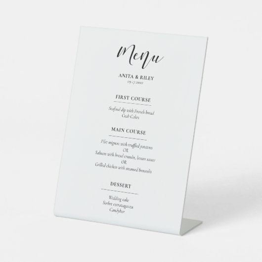 Signe De Table Elégant menu mariage design (Recto)