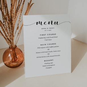 Signe De Table Élégant menu mariage noir et blanc