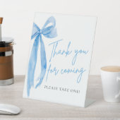 Signe De Table Élégant Merci Bleu Dusty Bow Pour Voyant (In SItu)