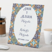 Signe De Table Elégant mexicain Floral Talavera Mariage fond (In SItu)