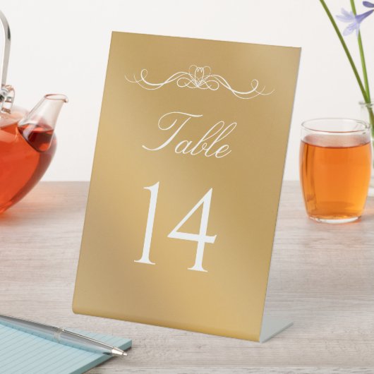 Signe De Table Elegant Modern Gold Gradient Wedding Table Number (In SItu)