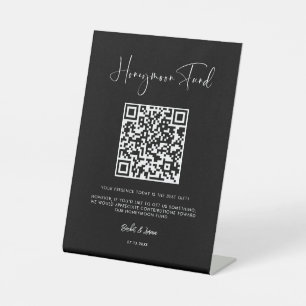 Signe De Table Elégant & moderne Black Honeymoon fund Code QR