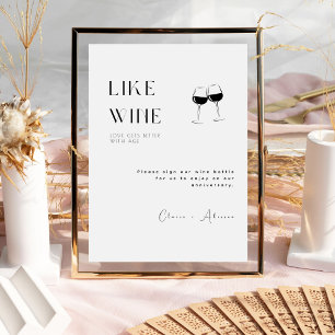Signe De Table Élégant Moderne Comme le Vin l'Amour s'Améliore av