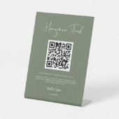 Signe De Table Elégant & moderne Dark sage Honeymoon fund QR code (Recto)