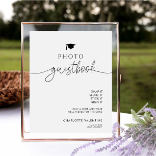 Signe De Table Elégant Moderne Graduation Photo Livre d'invité