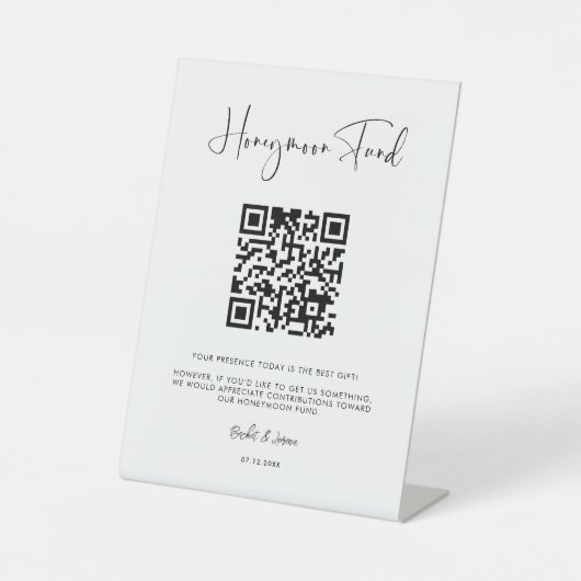 Signe De Table Elégant & moderne Honeymoon fund Code QR (Recto)