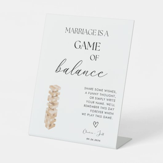 Signe De Table Élégant moderne Jenga Guest Book Mariage Sign (Recto)