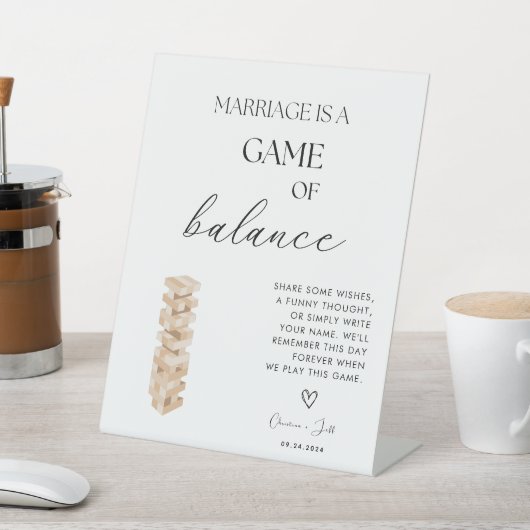 Signe De Table Élégant moderne Jenga Guest Book Mariage Sign (In SItu)