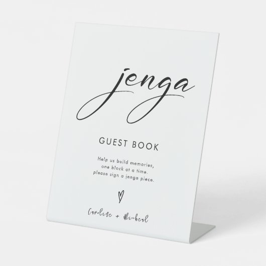 Signe De Table Élégant moderne Jenga Guest Book Mariage Sign (Recto)