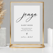 Signe De Table Élégant moderne Jenga Guest Book Mariage Sign