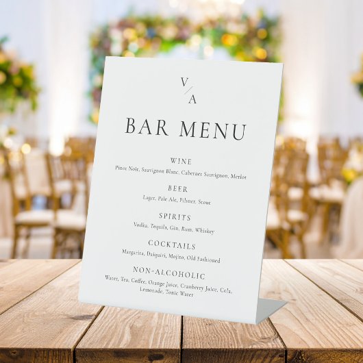 Signe De Table Élégant Monogram Moderne Barre Mariage Menu