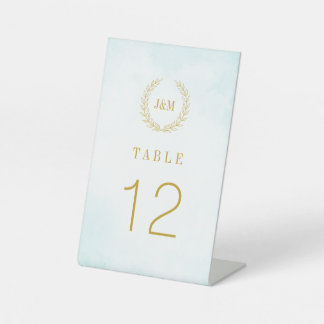 Signe De Table Élégant Monogramme minimaliste Classique Turquoise