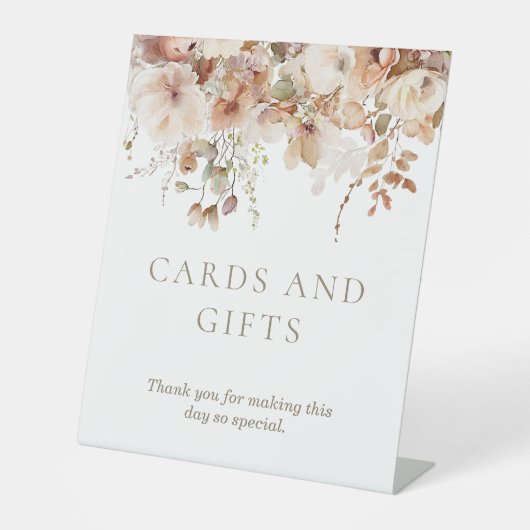 Signe De Table Elégant Neutral Floral Fêtes des mariées Cartes Ca (Recto)