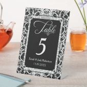 Signe De Table Elégant noir blanc dentelle Mariage carte numéro d (In SItu)