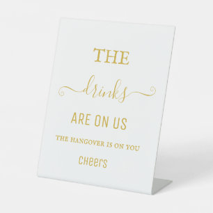 Signe De Table Élégant noir blanc Hangover Boissons Open Bar Sign