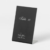Signe De Table Élégant noir blanc Mariage Monogramme Numéros de t (Recto)