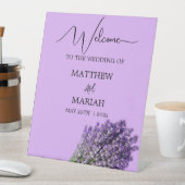 Signe De Table Elégant noir Calligraphie Lavender Mariage Bienven (In SItu)
