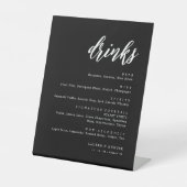 Signe De Table Elégant noir calligraphie Mariage menu boisson (Recto)