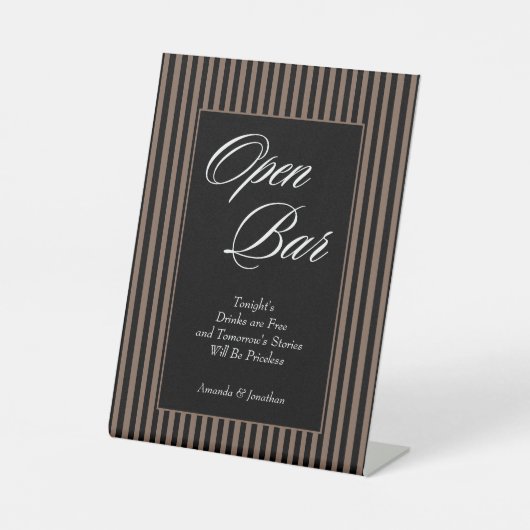 Signe De Table Elégant noir et Brown rayures Open Bar (Recto)