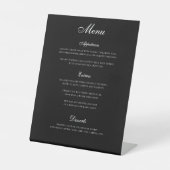 Signe De Table Elégant Noir Trois Parcours Menu Mariage (Recto)