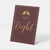 Signe De Table Élégant Numéro de Table Huit Oiseaux Bourgogne et (Recto)